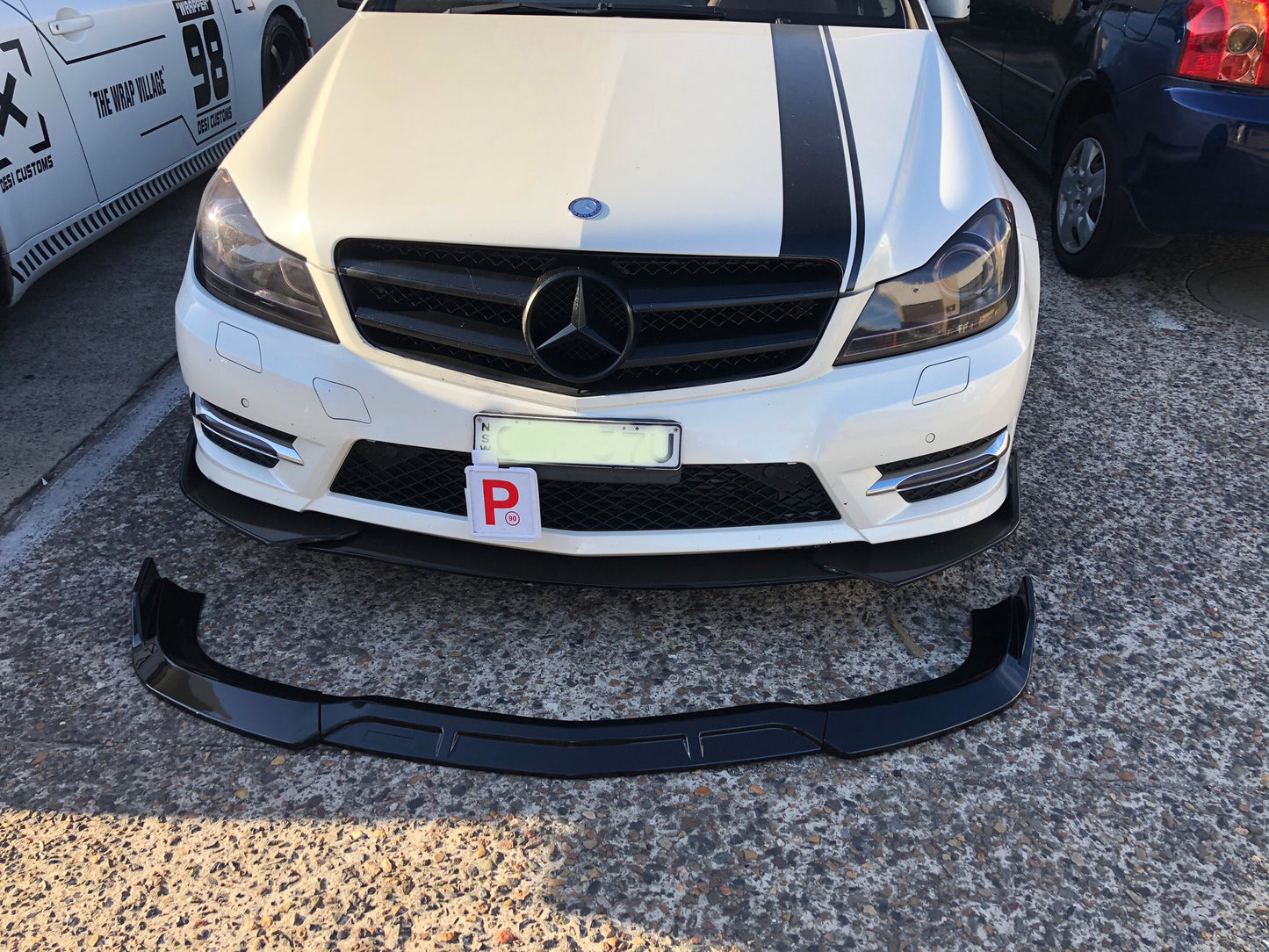 Mercedes W204 C class AMG front lip splitter spoiler Grille bodykit